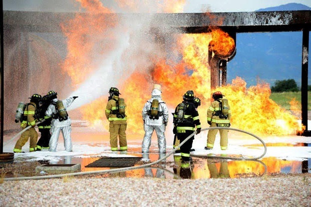 Firefighters at Peterson Air Force Base 