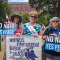 Cherrill Spencer, Diane Blais, and Tina Shelton at No to NATO Rally