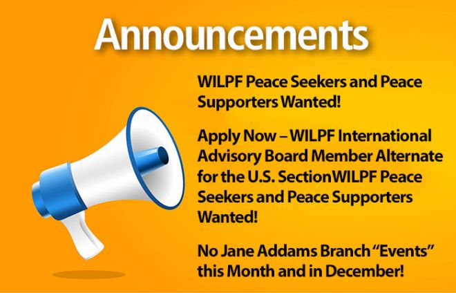 WILPF US Announcements