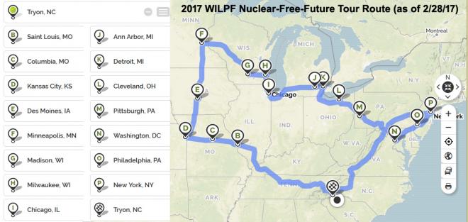 2017 Nuclear Free Future Tour route