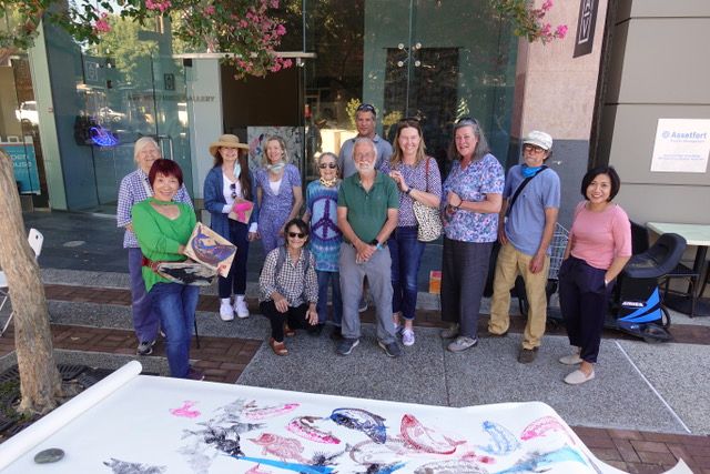 WILPF members attend a participatory community art project in commemoration of Hiroshima. Photo credit: Judy Adams