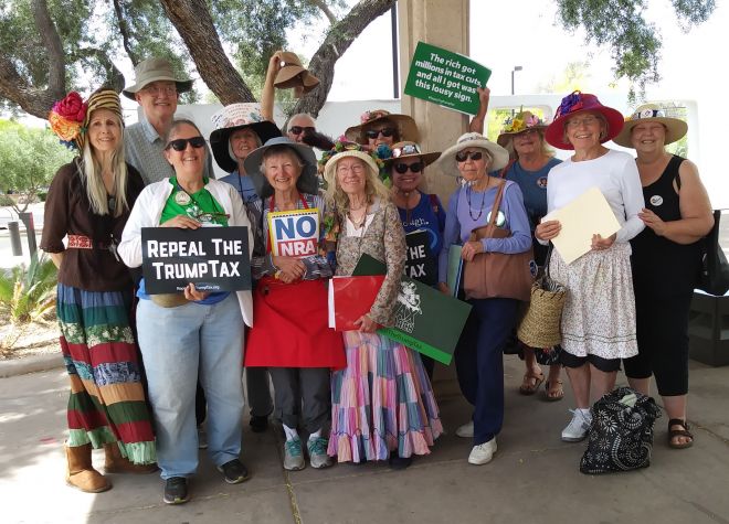 Tucson WILPF and Raging Grannies' Tax Day Event