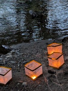 lanterns at 80th anniversary commemoration Glover Village, VT